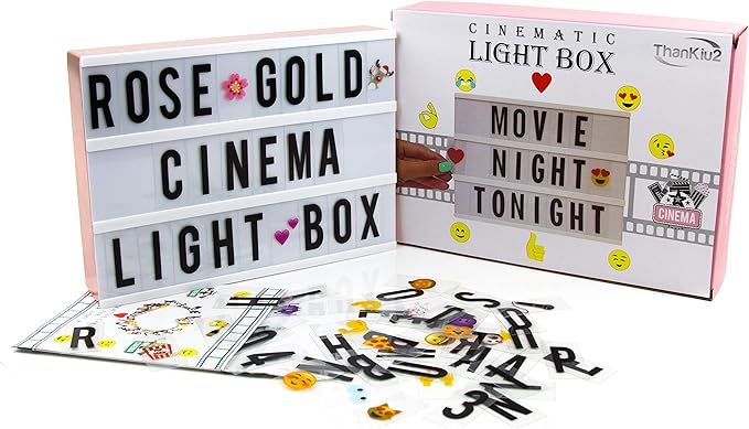Cinema Light Box with Letters (Metallic Rose Gold)- 252 Letters, Numbers, Symbols & Emojis | Vint... | Amazon (US)