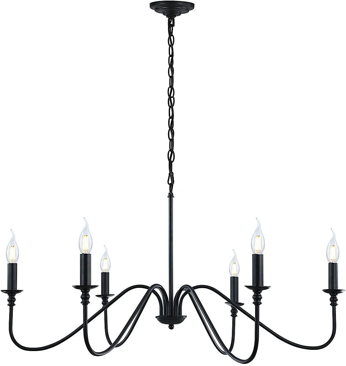 Black Chandelier,6-Light Rustic Industrial Iron Chandeliers for Dining Room Lighting Fixtures Han... | Amazon (US)