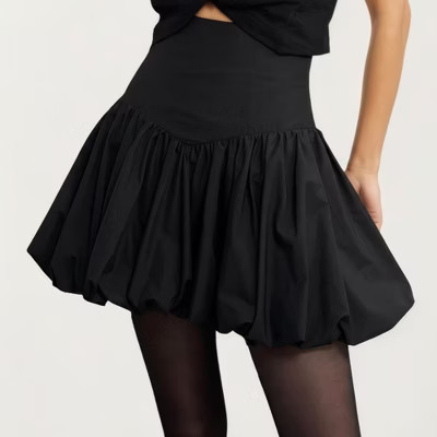 Anna-Kaci Women's High Waist Bubble Mini Skirt with Voluminous Gathered Silhouette and Soft Structured Fabric - Small, Black | Target