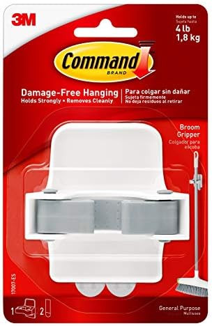 Command 17007-ES Broom Gripper, 1 Broom holder and 2 Adhesive Strips, Suitable for storing brooms... | Amazon (UK)