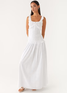 Westlyn Shirred Maxi Dress - White | Peppermayo (Global)
