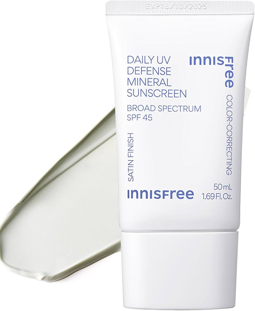 innisfree Daily UV Defense Mineral Sunscreen Broad Spectrum SPF 45 with Hyaluronic Acid, Korean S... | Amazon (US)
