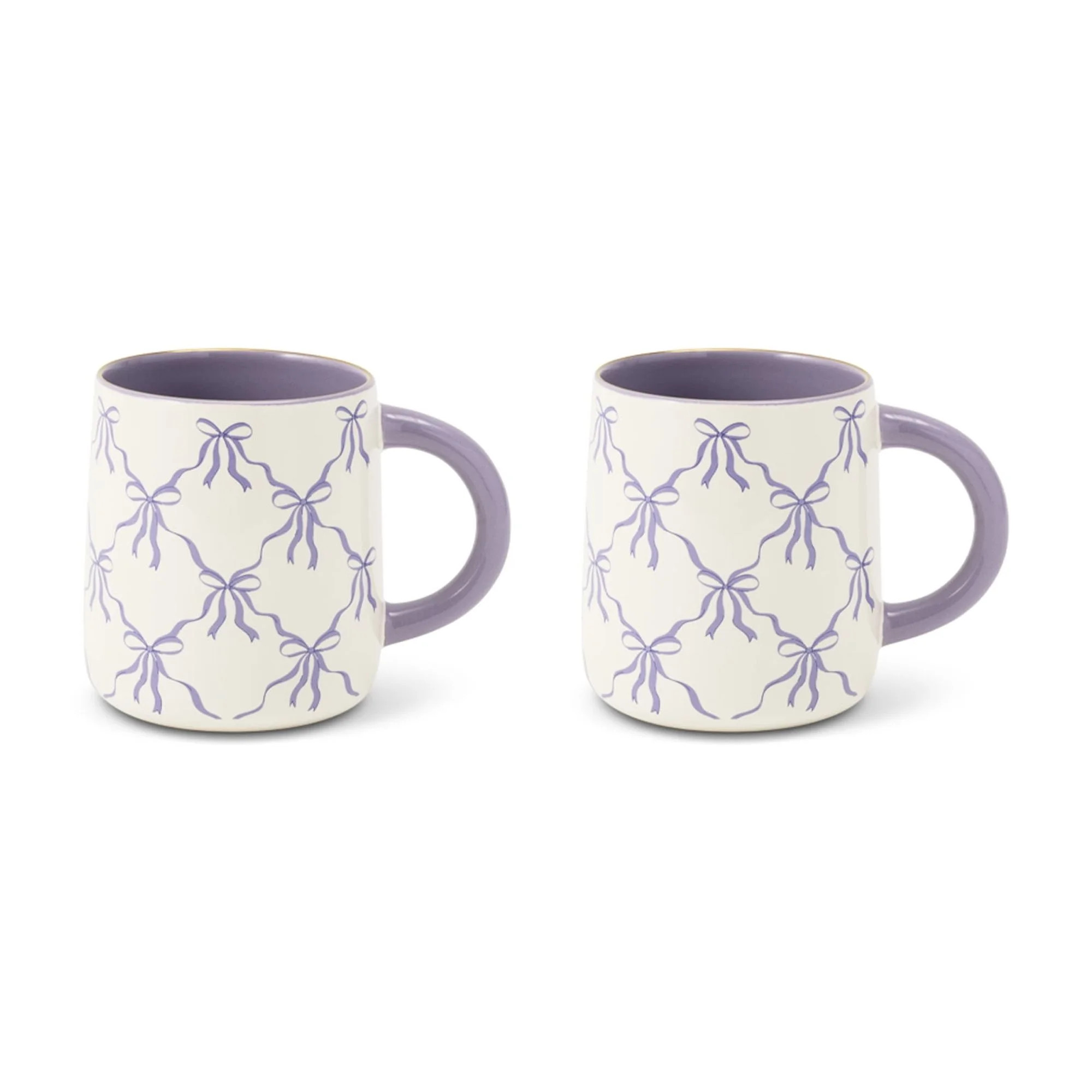 Thyme & Table 14.5 fl oz Purple Bows Stoneware Mug, Set of 2 | Walmart (US)