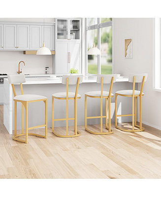 Set of 4 Counter Height Metal Bar Stools with Upholstered | Macy's