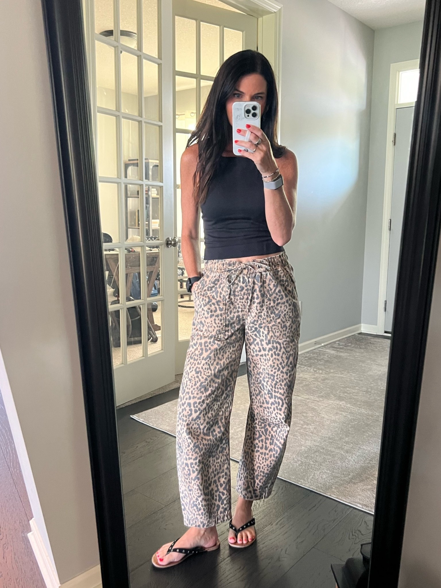 My easy outfit for PTO meeting and an outdoor concert last night! 🖤
I love a good sale and these mid-rise soft barrel pull on jeans are 50% off right now! I originally bought the denim pair but went back immediately for this fun leopard print. They are as comfy as sweatpants and so fun to style. With 14 different colors and prints, there’s sure to be one you’ll want! I am wearing XS regular - there are short and long options too. 👏🏼

#LTKootd #LTKSaleAlert #LTKOver40