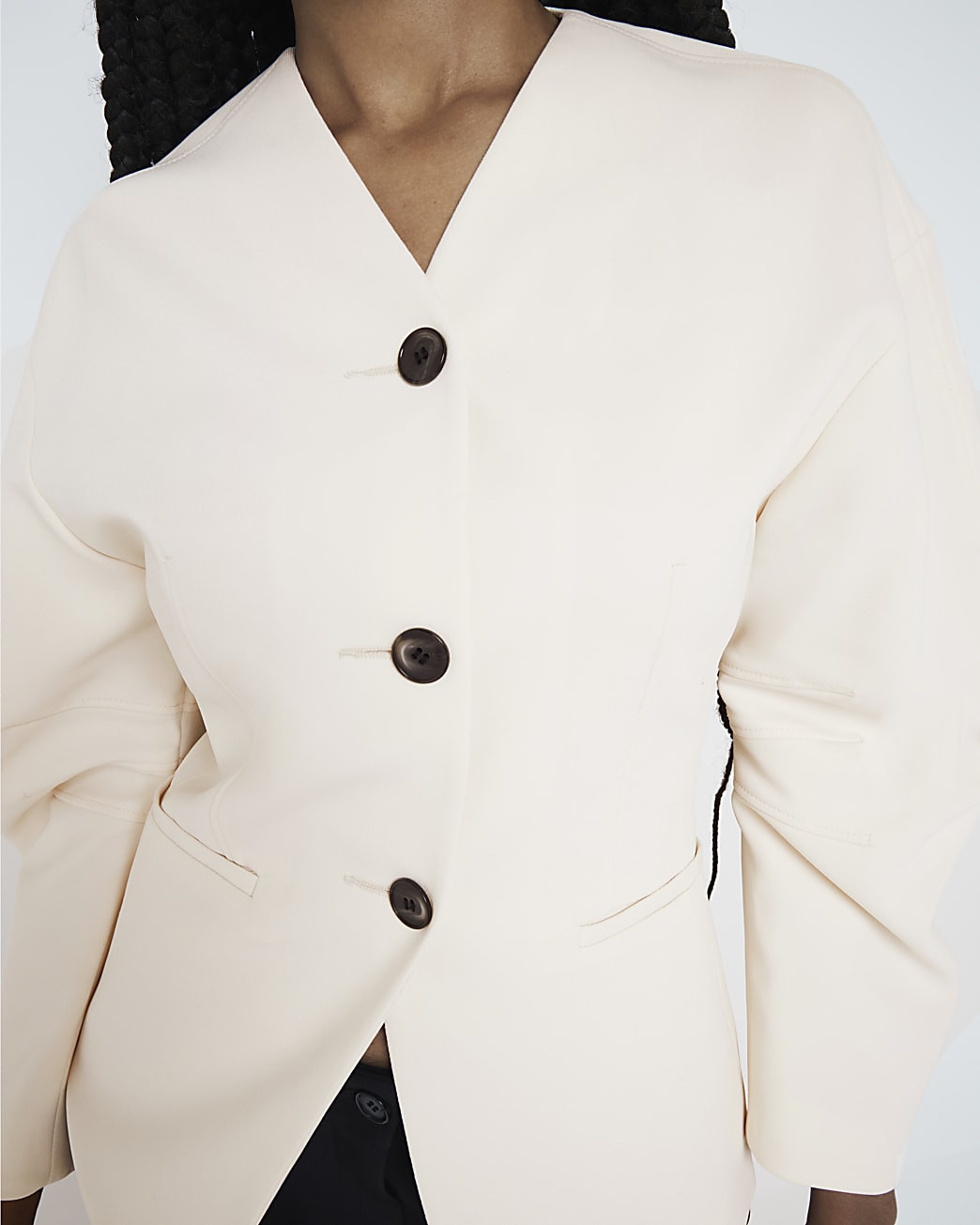 Cream Puffed Sleeve Tailored Blazer | River Island UK & IE