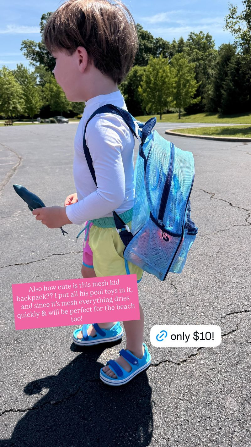 Also how cute is this mesh kid backpack?? I put all his pool toys in it, and since it’s mesh everything dries quickly & will be perfect for the beach too!! 

 #LTKmomlife #LTKSwim #LTKKids