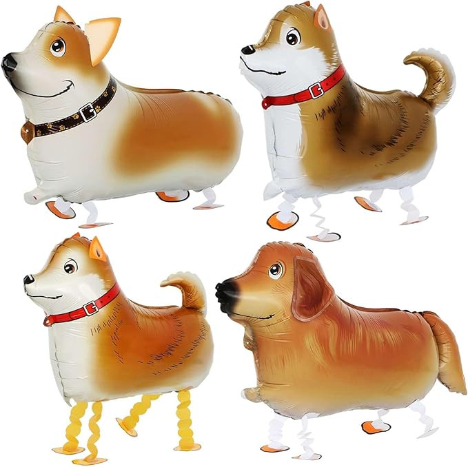4 Pcs Fun Walking Dogs Balloons, Cute Dog Balloons Aluminum Foil Party Balloons for Kids Girls Fa... | Amazon (US)