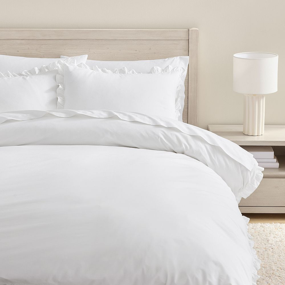 Cotton Percale Mini Ruffle Duvet Cover | Pottery Barn Teen