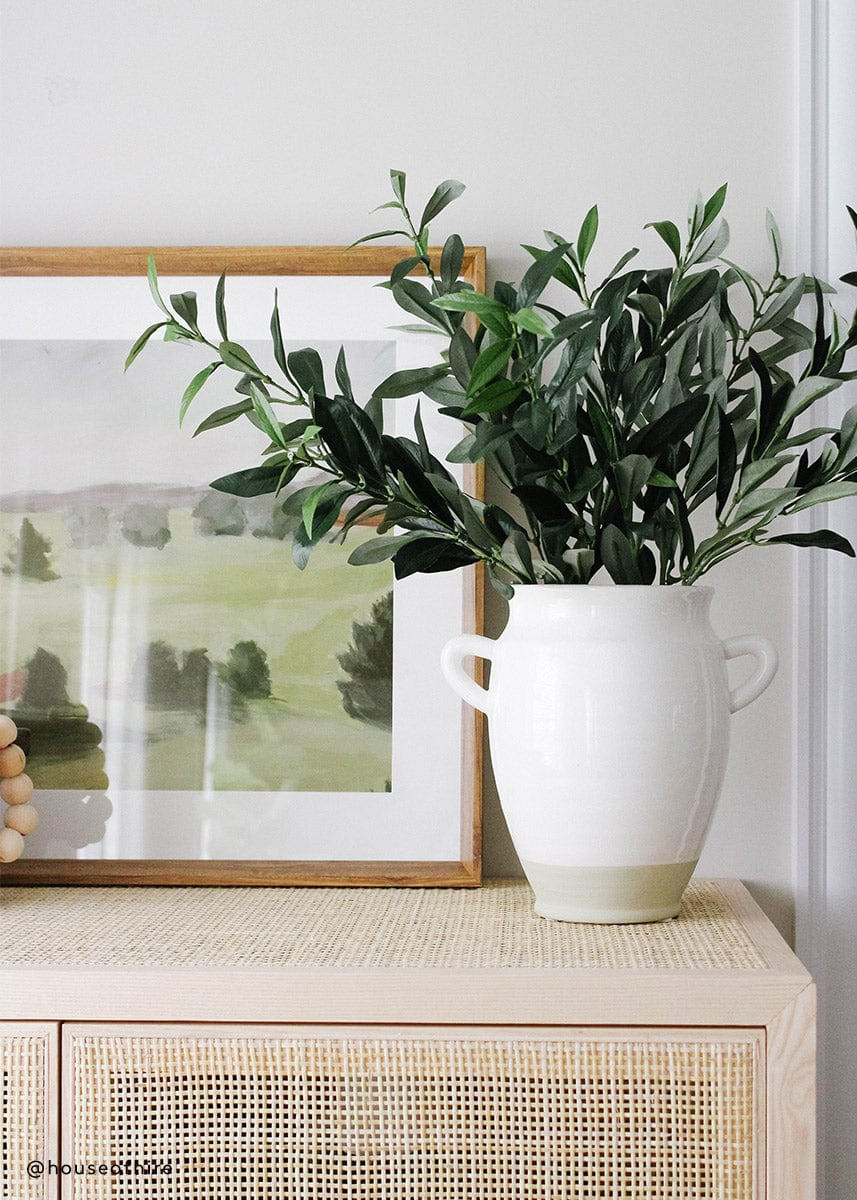 White Ceramic Urn Vase with Handles - 9.5" | Afloral