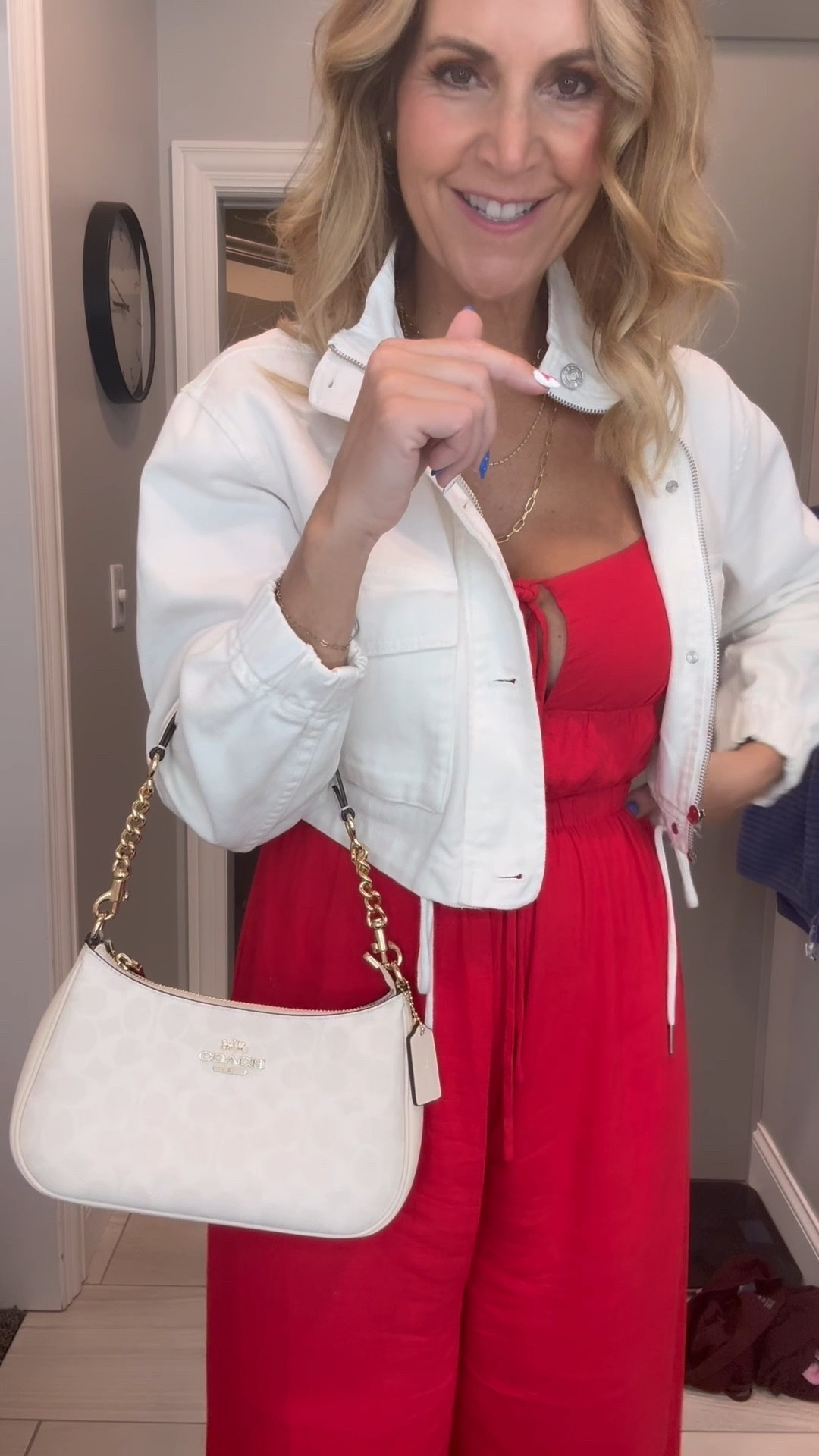 I love a good jumpsuit! This particular jumpsuit isn’t available anymore, so I’ve linked several fun options! Same with the jacket! This Coach purse is a staple for me and these Vionic sandals are so comfortable.
.

#LTKStyleTip #LTKOver40 #LTKShoeCrush