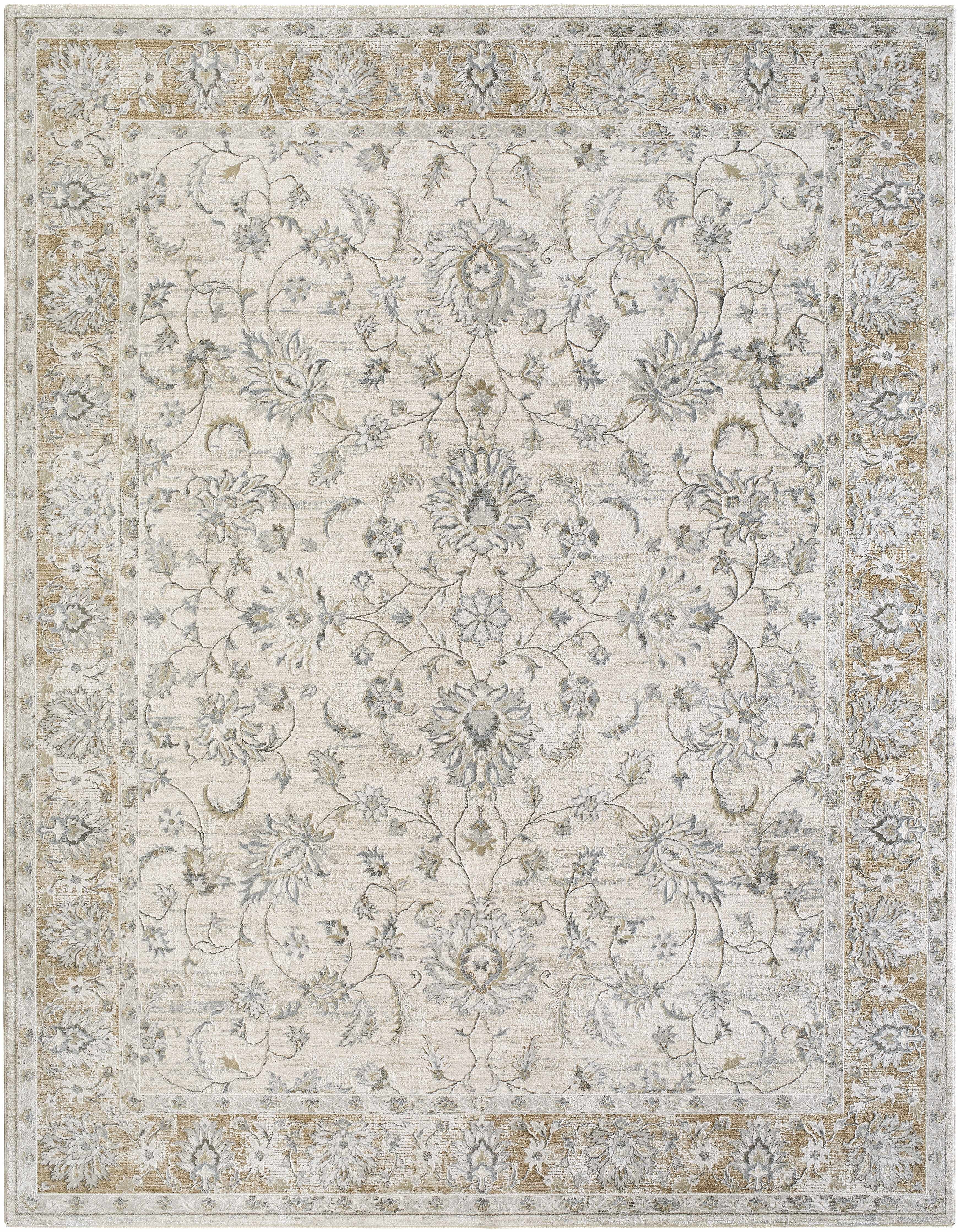 Hauteloom Claydon Boho Vintage Traditional Oushak Area Rug - Farmhouse Oriental Floral Damask Carpet for Living Room, Bedroom, Dining Room - Taupe, Beige, Olive; Blue 9' x 12'2" - Walmart.com | Walmart (US)