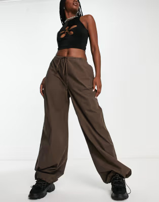 ASOS DESIGN parachute cargo pants in brown | ASOS (Global)