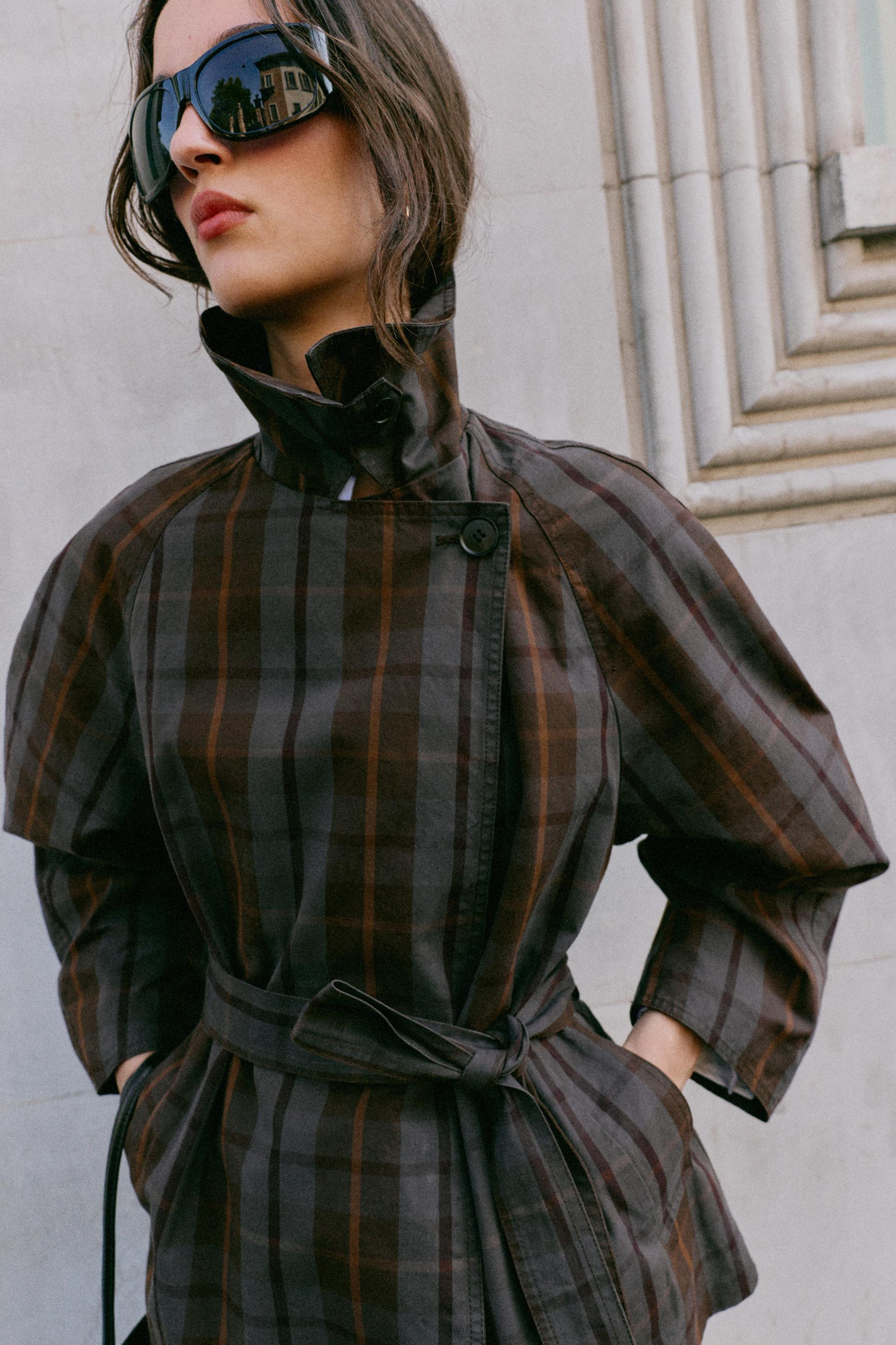 PLAID BELTED TRENCH COAT | Zara US