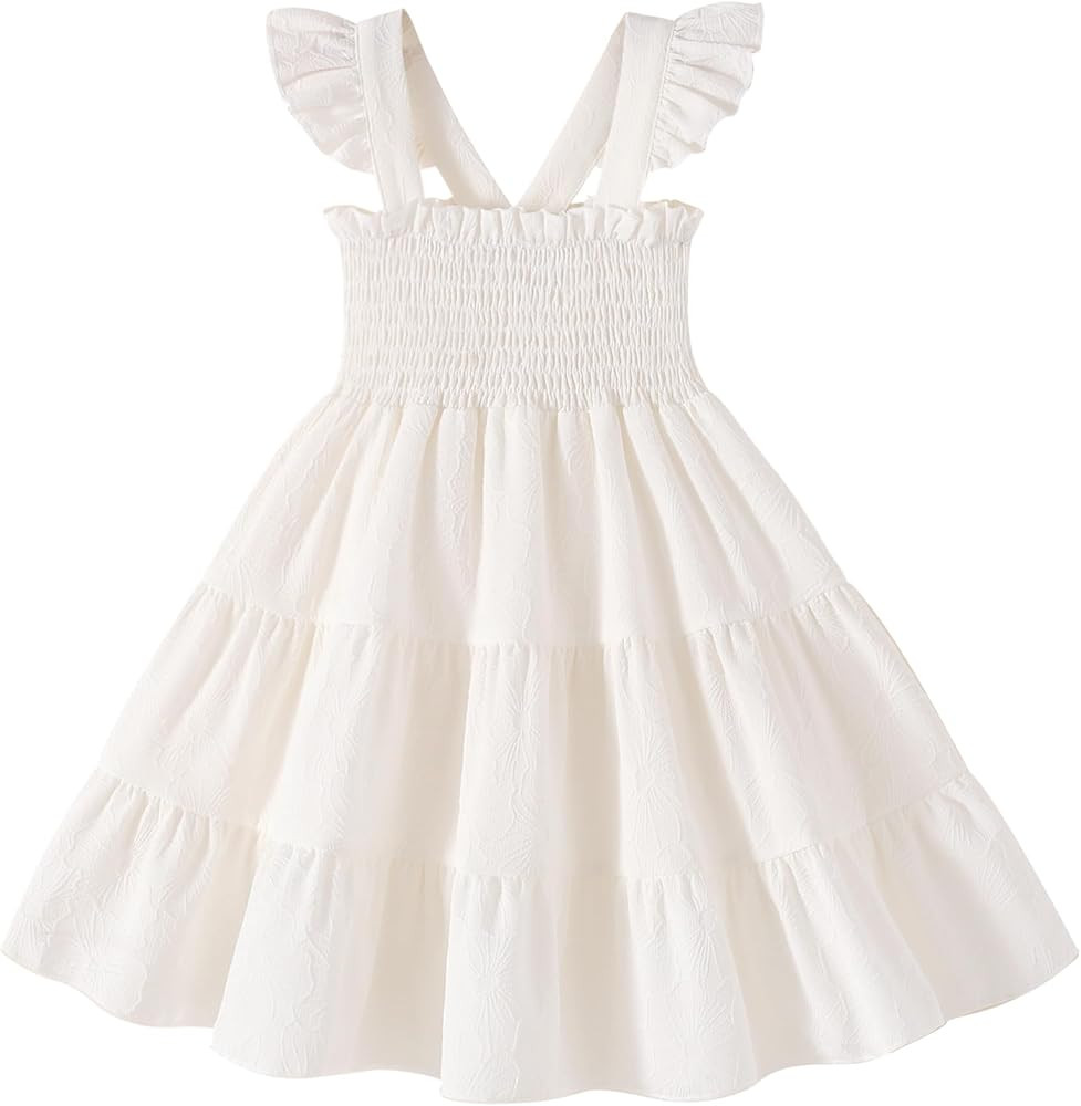 JEELLIGULAR Toddler Dress Ruffle Sleeveless Button Down Dress for Toddler Girl Dress Summer Beach... | Amazon (US)