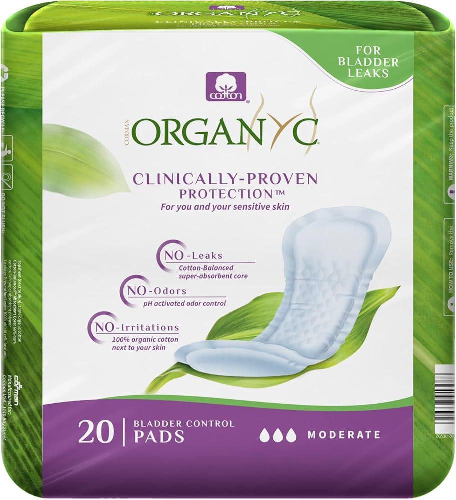 Organyc - 100% Organic Cotton Inside and Out Incontinence Pads for Bladder Leaks - Certified Odor... | Amazon (US)