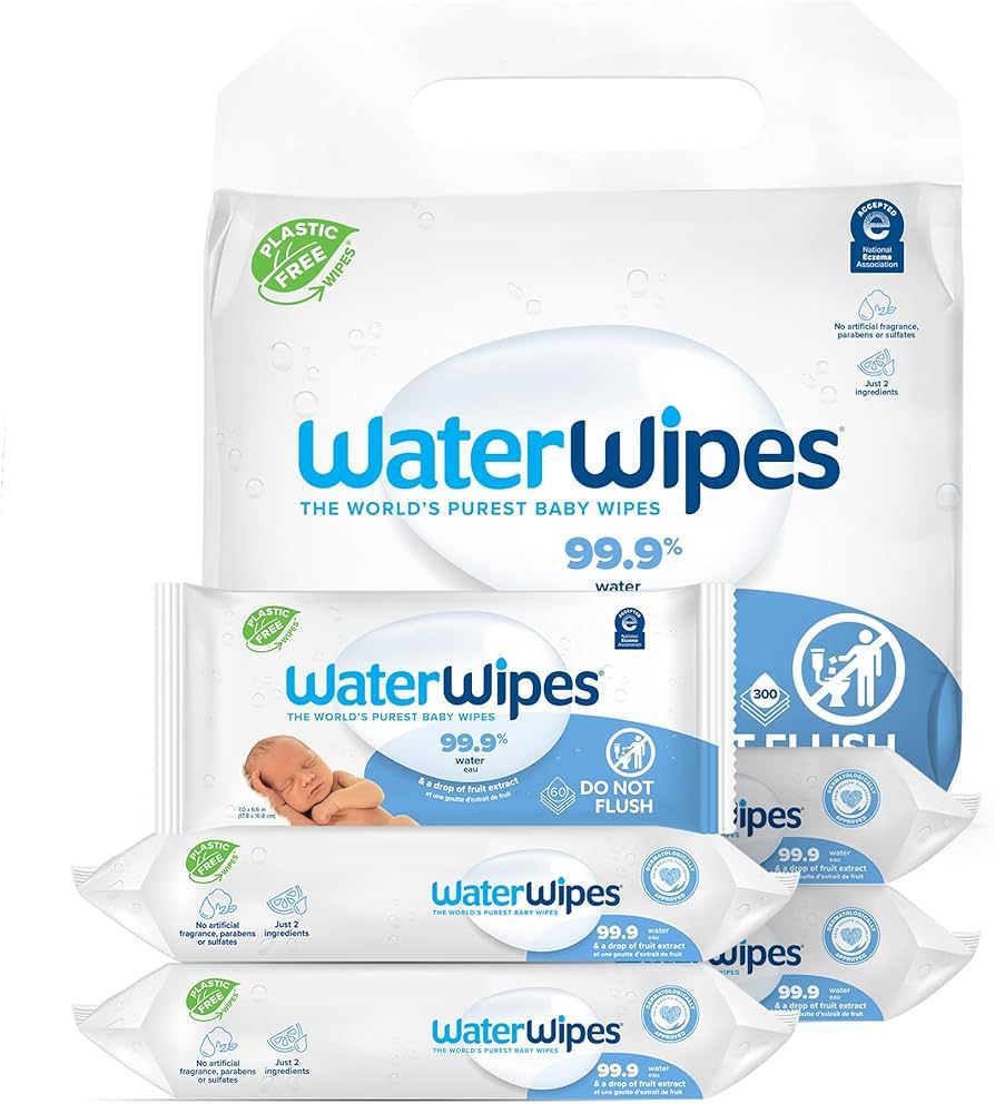 WaterWipes Plastic-Free Original Baby Wipes, 99.9% Water Based Wipes, Unscented & Hypoallergenic ... | Amazon (US)