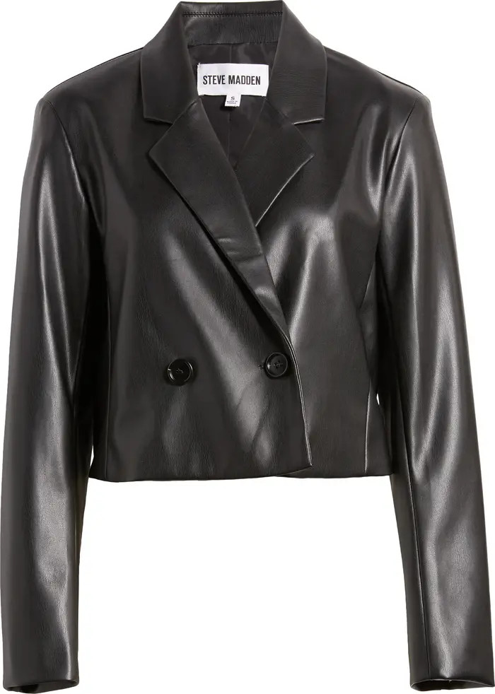 Nicola Faux Leather Crop Blazer | Nordstrom