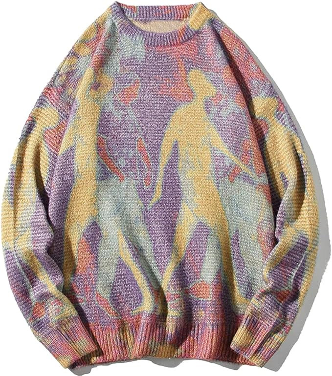 Aelfric Eden Mens & Womens Long Sleeve Van Gogh Printed Cable Knit Sweaters Casual Oversized Swea... | Amazon (US)