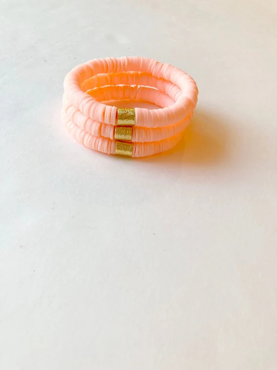 Creamsicle African Vinyl beaded bracelet | Etsy (US)