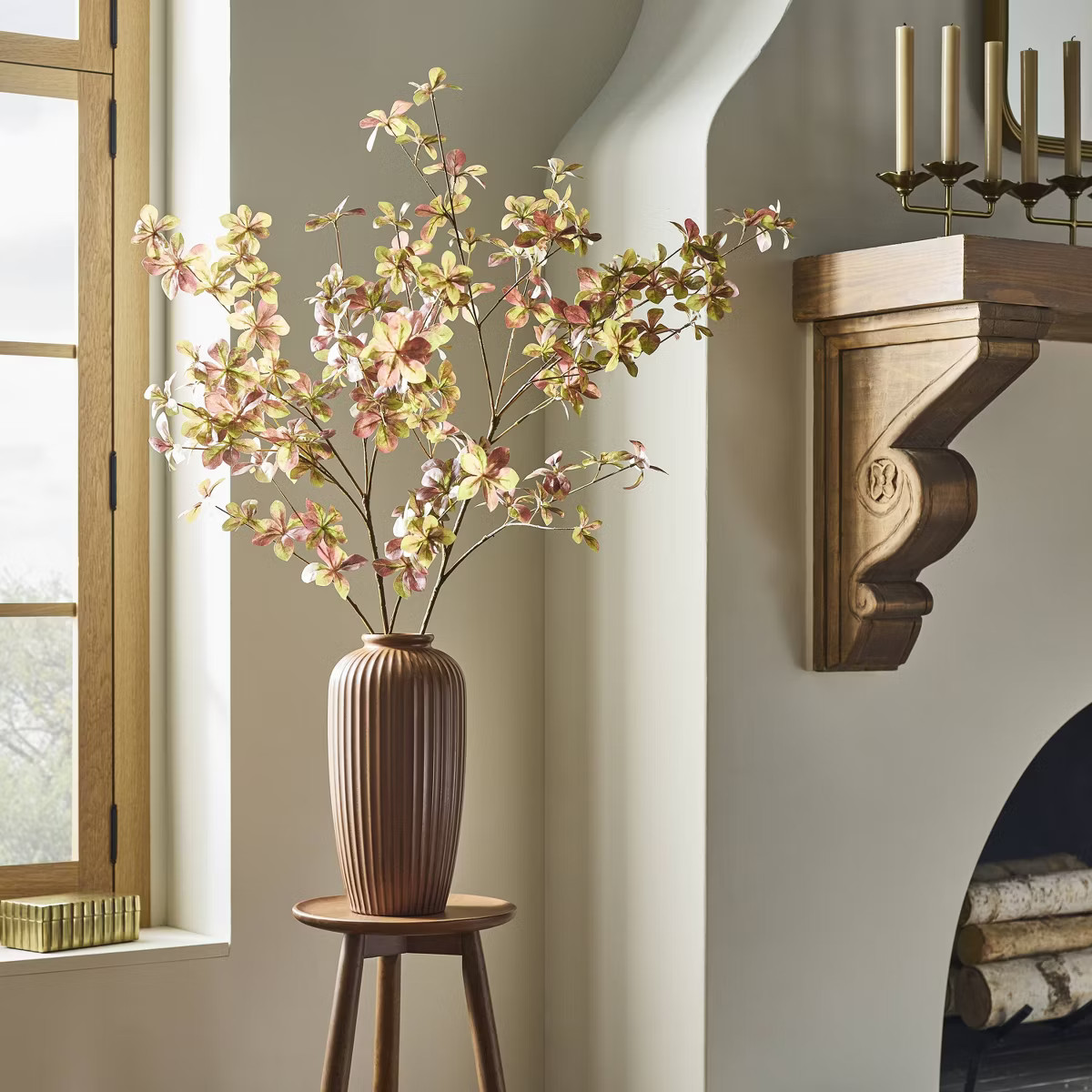 12" Fluted Ceramic Tapered Vase Vintage Brown - Hearth & Hand™ with Magnolia | Target