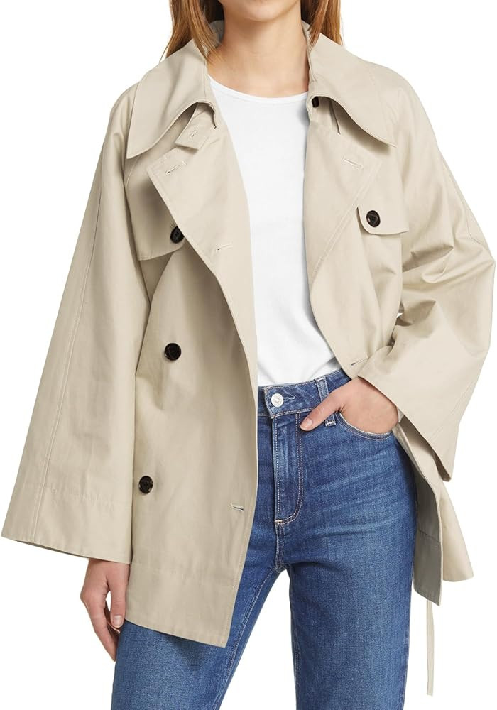 Cicy Bell Womens Casual Trench Coat Double Breasted Long Sleeve Fall Jacket Classic Lapel Overcoa... | Amazon (US)