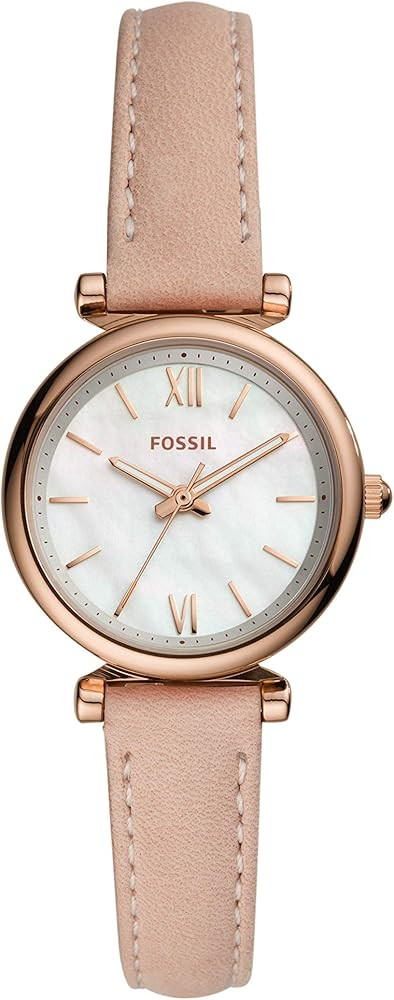 Fossil Women's Carlie Mini Stainless Steel and Leather Quartz Watch | Amazon (US)