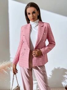 Plaid Print Double Breasted Blazer SKU: sw2206152939380272(500+ Reviews)$35.49$33.72Join for an E... | SHEIN