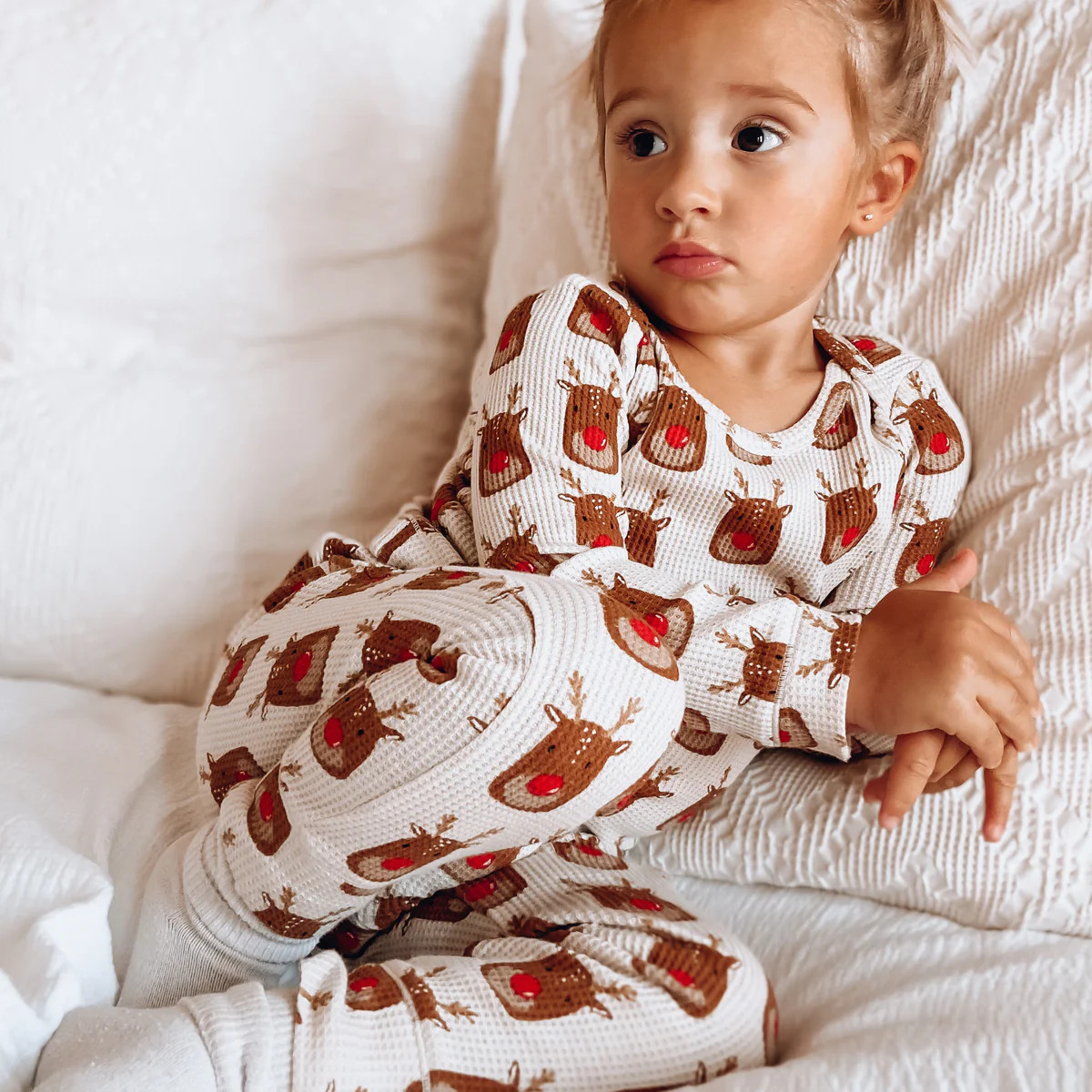 Organic Waffle 2-Piece Set, Reindeer | SpearmintLOVE