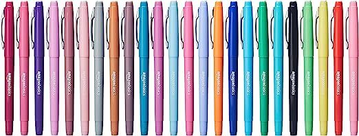 AmazonBasics Felt Tip Marker Pens - Assorted Color, 24-Pack | Amazon (US)