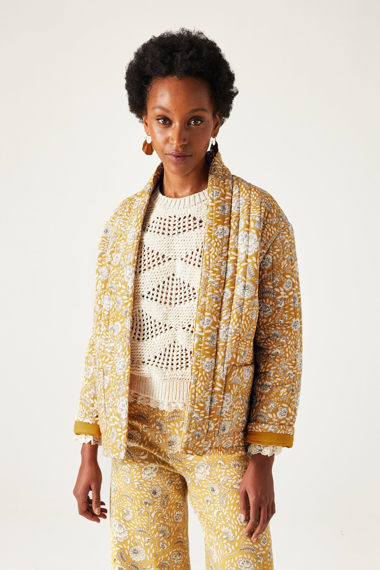 Veste matelassée motif indien - Imprimé ocre | Promod (FR)