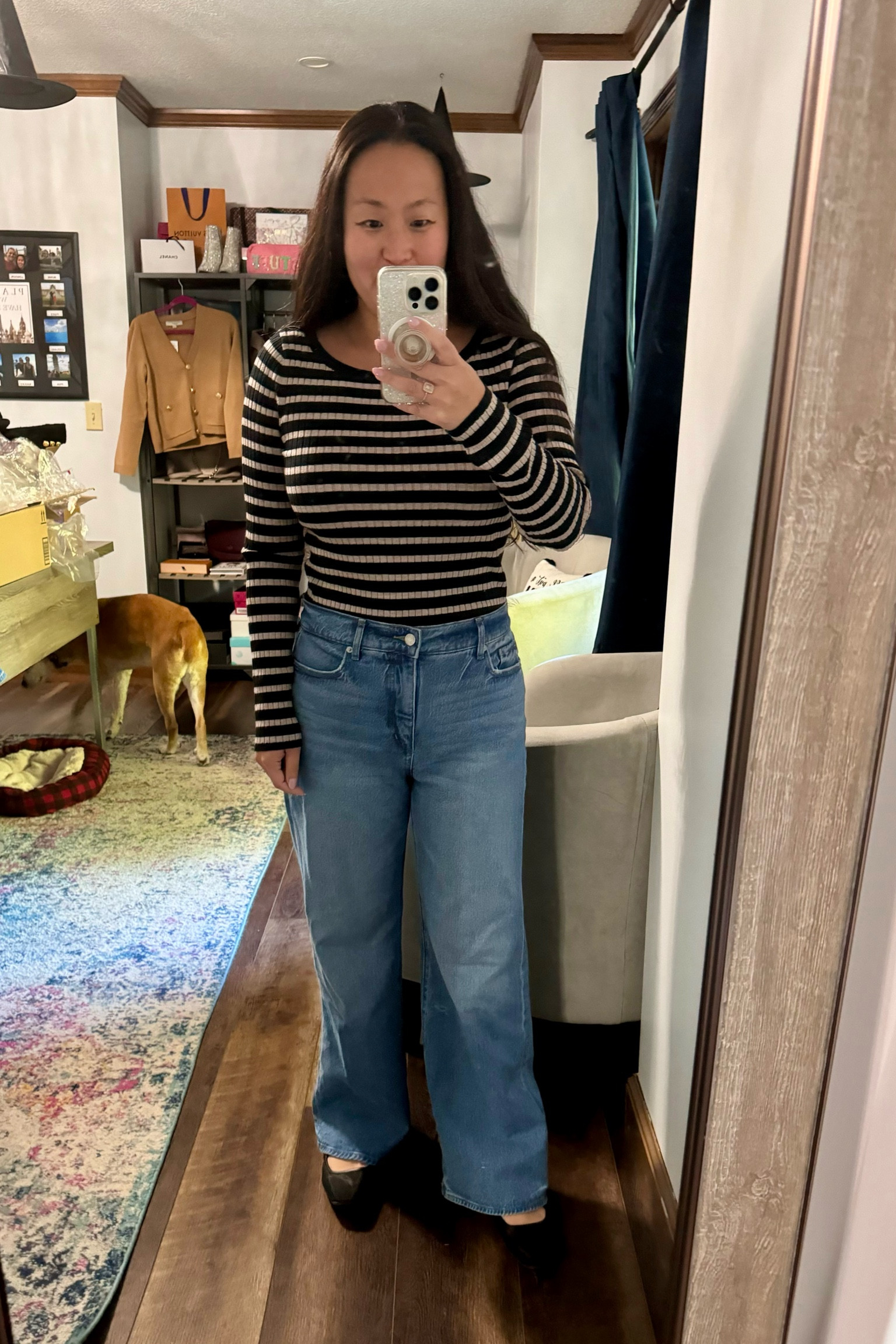 Super affordable Target top (runs small) paired with trendy Loft denim. The top comes in several colors and can be dressed up with slacks! #petite #fallfashion 

#LTKSaleAlert #LTKStyleTip