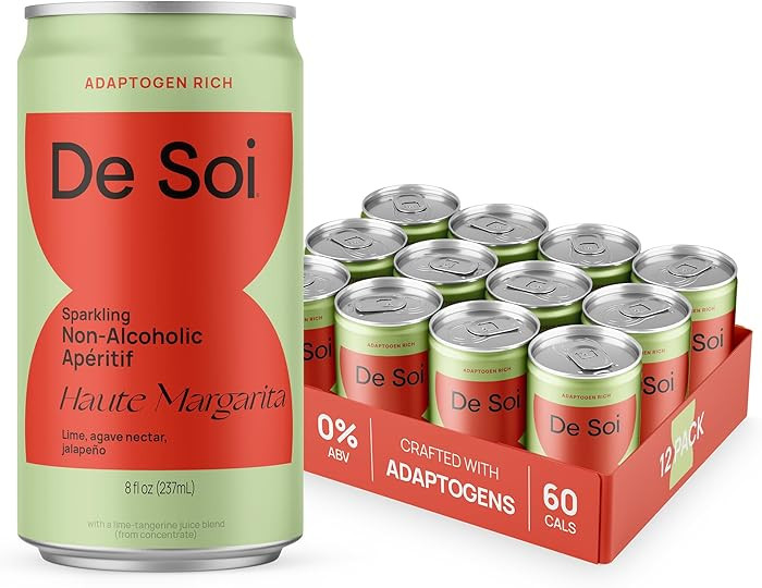 De Soi Haute Margarita 12-Pack – Sparkling Non-Alcoholic Margarita-Style Drink with Adaptogens,... | Amazon (US)