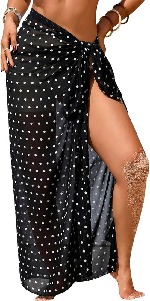 Herseas Women Sheer Sarong High Slit One Size Swimsuit Coverups 2026 Summer Floral Print Chiffon ... | Amazon (US)