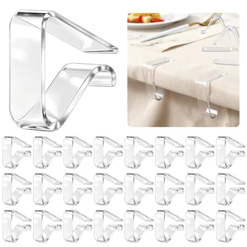 Lanjiesh 24 Pcs Tablecloth Clips for Outdoor Tables, Clear Table Cloth Clips for Outdoor Picnic Tables Large, Plastic Cloth Holder Clip for Indoor, Party & Wedding | Amazon (US)