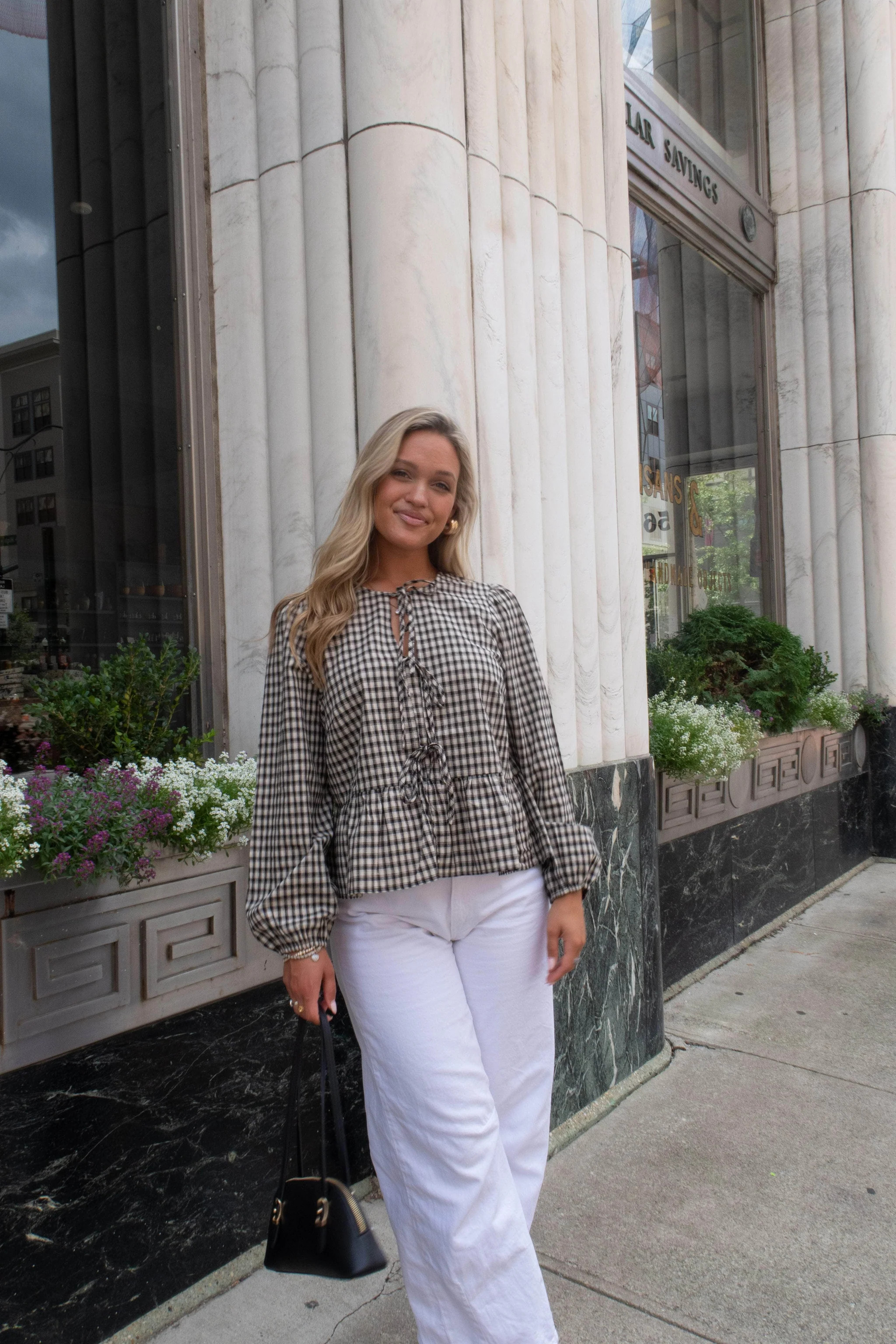 Gilmore Plaid Tie Top | Lane 201 Boutique