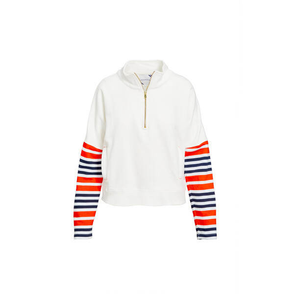 Women's Delancey Pullover, White/Navy/ Comradery Red | Maisonette