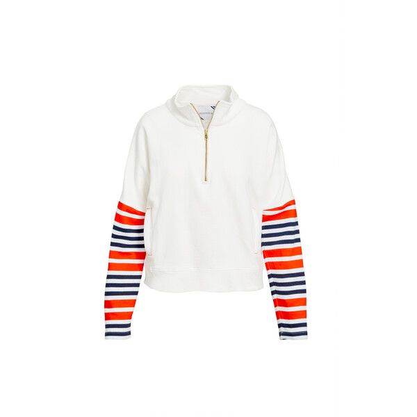 Women's Delancey Pullover, White/Navy/ Comradery Red | Maisonette