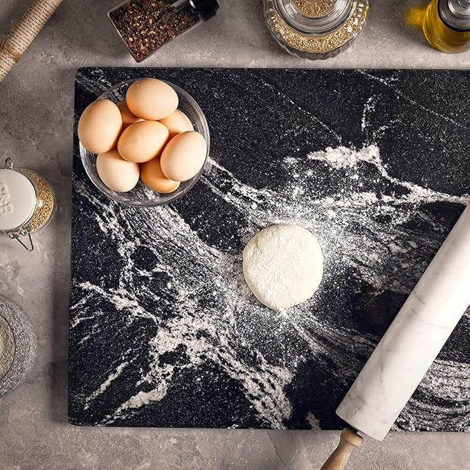 Soulscrafts Black Marble Pastry Cheese and Cutting Board with White Vein Slab 16x12x0.7 Inch | Amazon (US)