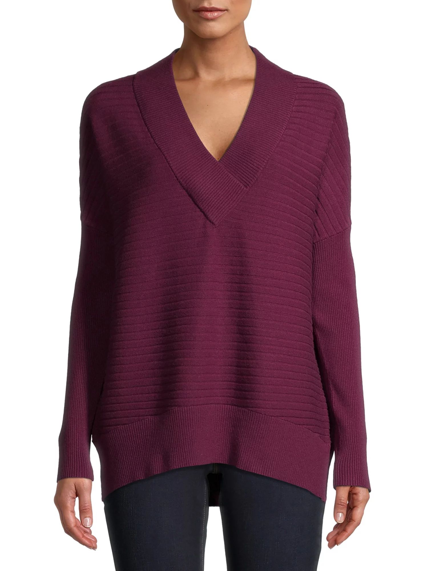 Time and Tru Women's V-Neck Sweater | Walmart (US)