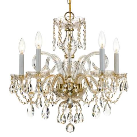 Crystorama Traditional Crystal 22" W 5-Light Brass Crystal Chandelier | Lamps Plus