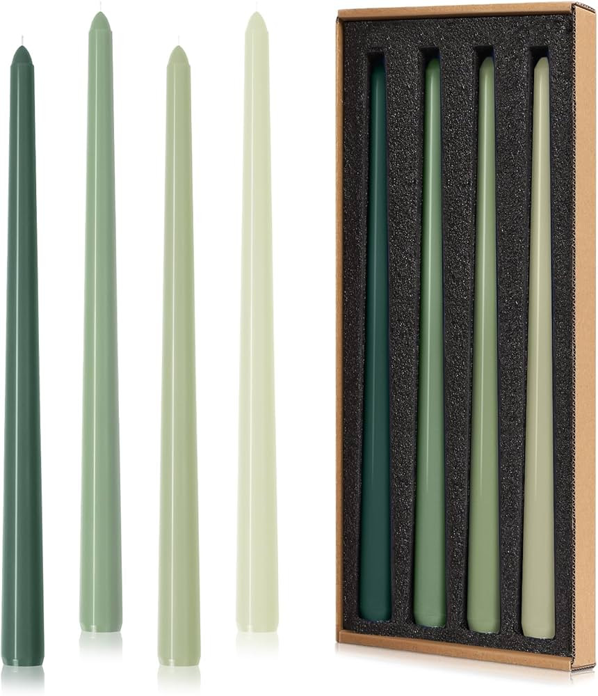 Taper Candles 12'' Tall Green Ombre Colored Candlesticks Set of 4 | Unscented 3/4 inch Diameter C... | Amazon (US)