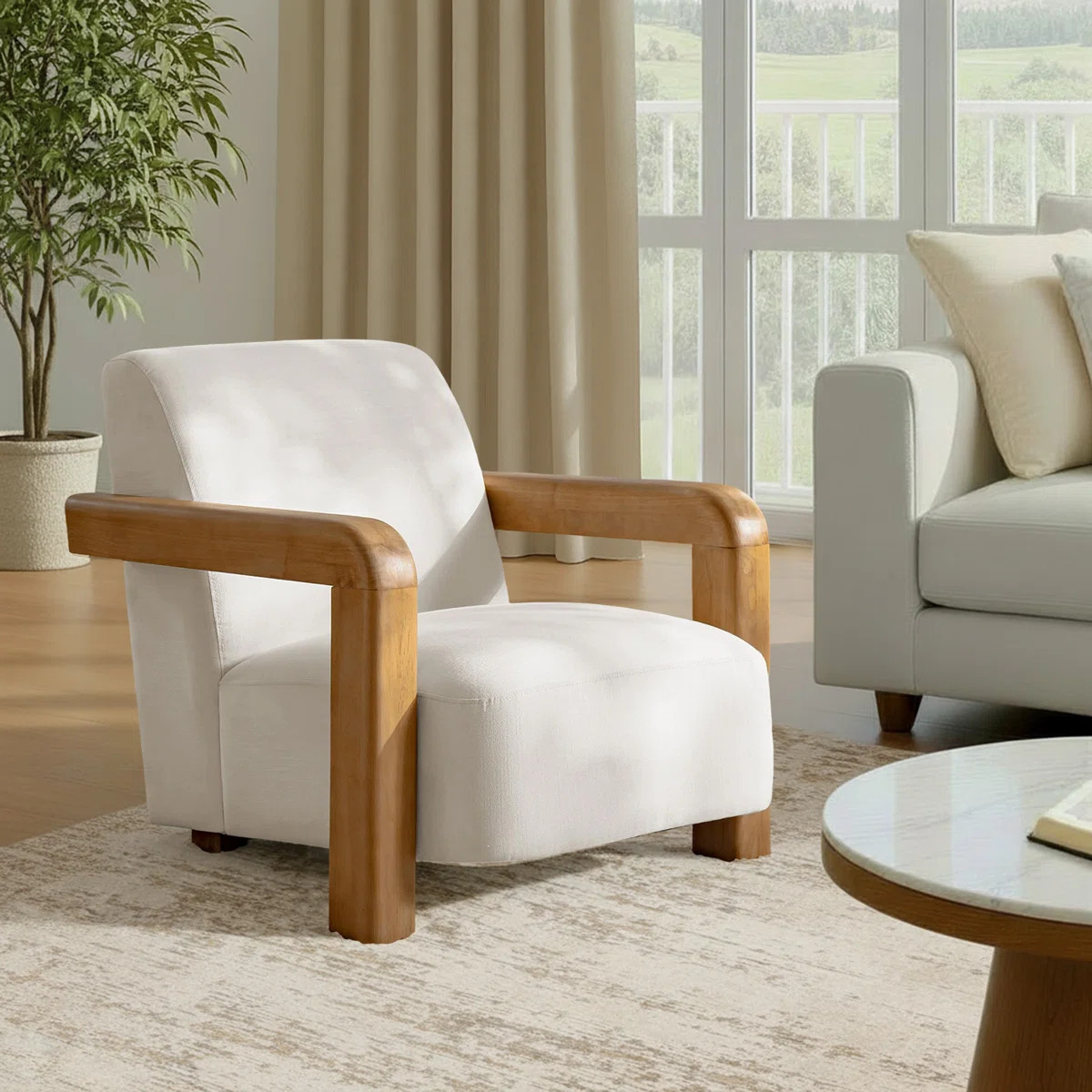 Jakira 24" W Upholstered Accent Chair with Solid Rubberwood Frame | Wayfair North America