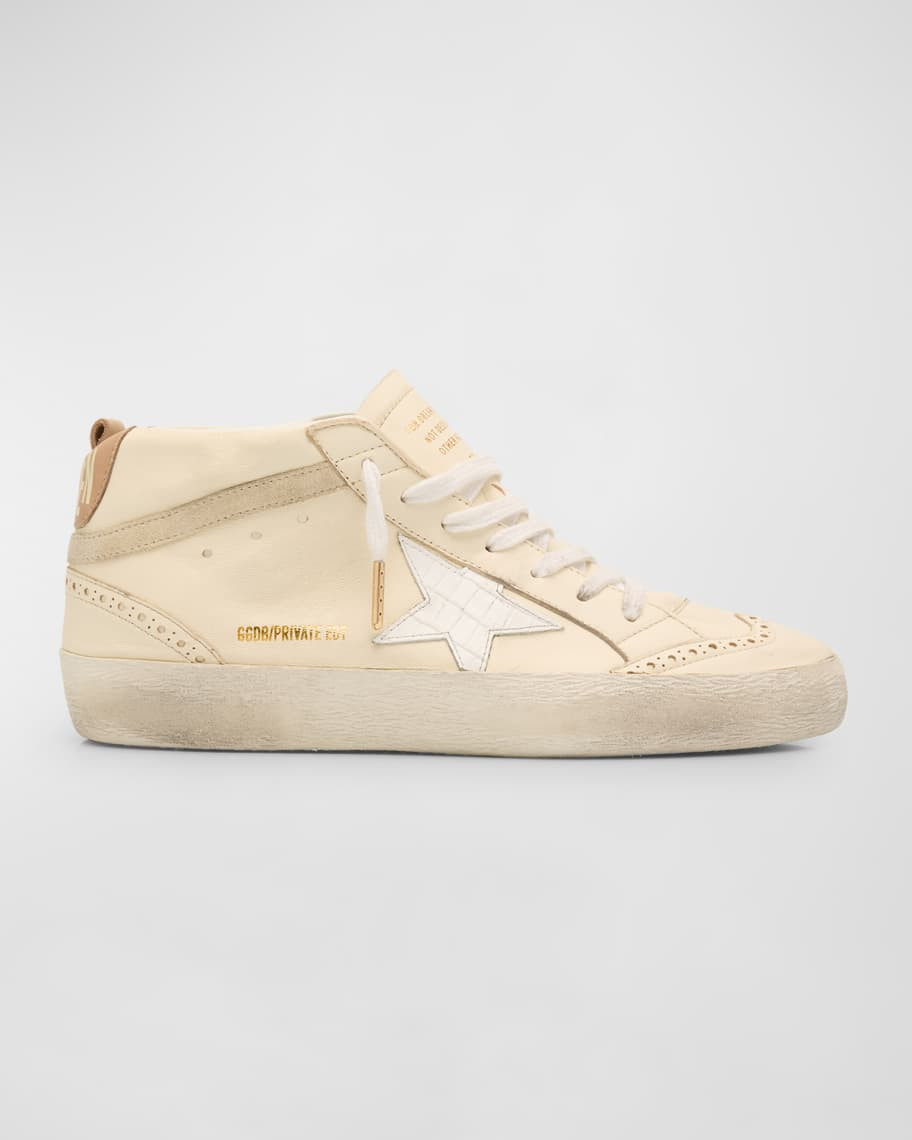 Midstar Mixed Leather Mid-Top Sneakers | Neiman Marcus