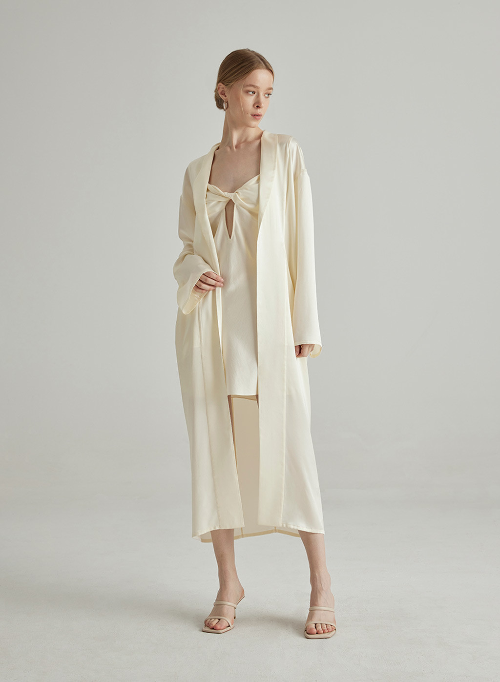 Oversized Ivory Silk Pajama Robe | Silk Maison