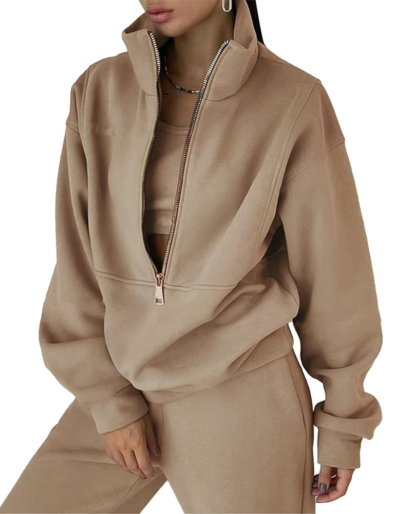 Eisctnd Womens Fleece 2 Piece Sweatsuit Lounge Set Long Sleeve Sweatshirt Jogger Pants Tracksuit ... | Amazon (US)