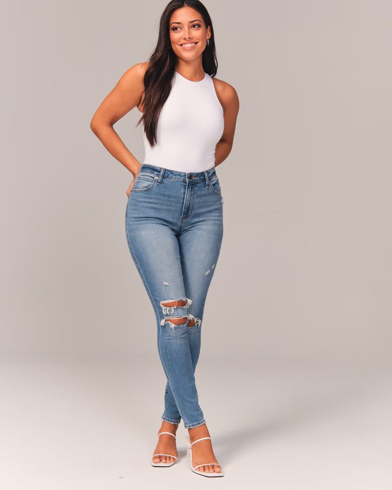 Curve Love High Rise Super Skinny Ankle Jeans | Abercrombie & Fitch (US)