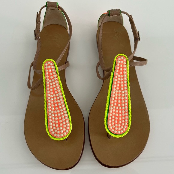 GIUSEPPE ZANOTTI NEON CRYSTAL GLITTER SANDALS 7.5 | Poshmark