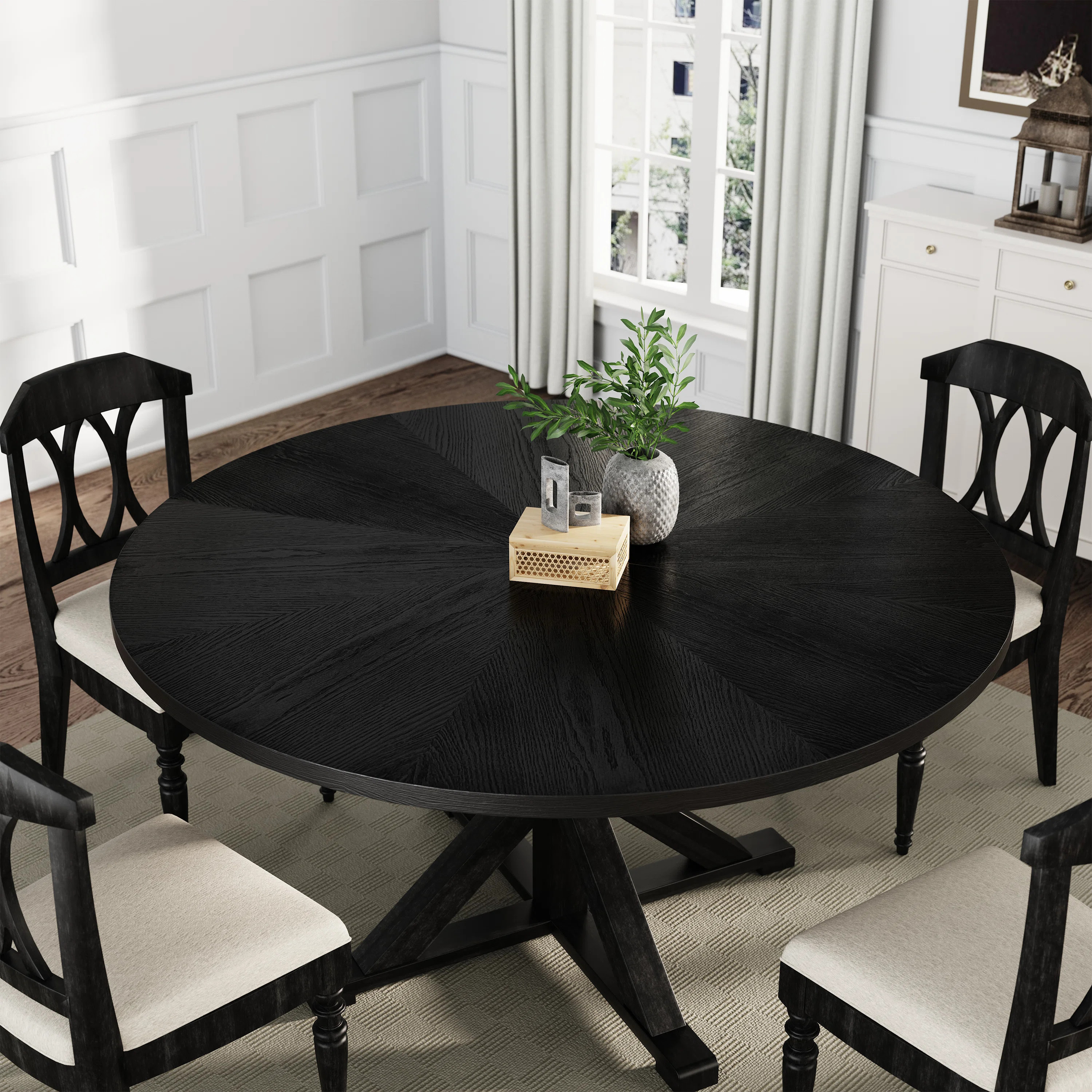 Evonia 59-Inch 8-Seat Round Solid Wood Dining Table | Wayfair North America