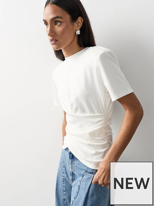 Michelle Keegan Structured Cinch Waist Top - Ivory | Very (UK)